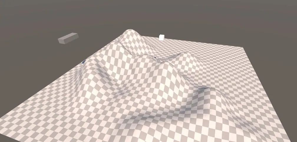 A checkered test terrain deformed into hills.