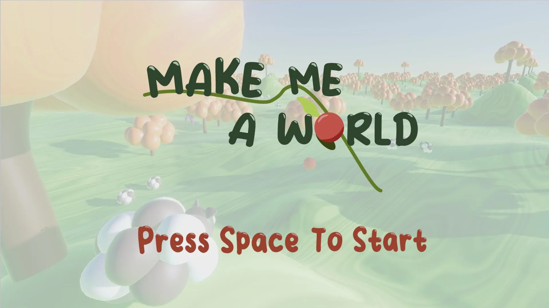 The Make Me a World title screen: press space to start.